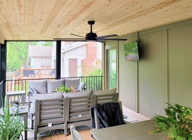 interior of screened porch web